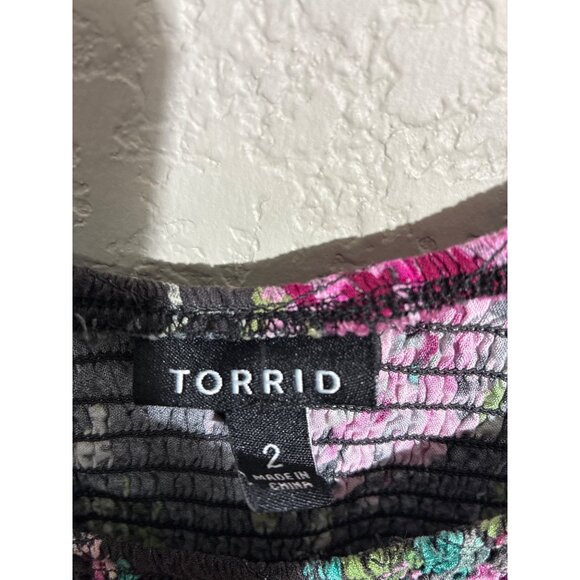 Torrid Camisole Womens 16 Smocked Floral Print Empire Waist Camisole gray Size 2 - Picture 2 of 9